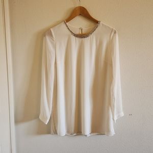 Joan cream long sleeves top with beads details